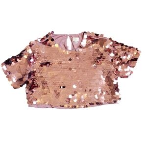 A New Day | Blush Pink Sequin Crop Top | Small
